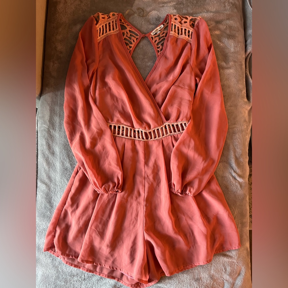 Charlotte Russe Detailed Peach Romper Size XS